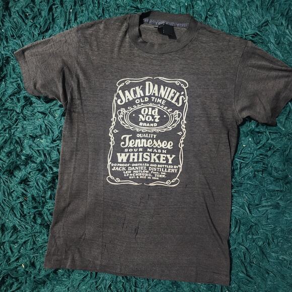 Vintage Jack Daniel’s Old No.7 Tennessee Whiskey Tee Distressed Black 18x25 - Picture 1 of 7